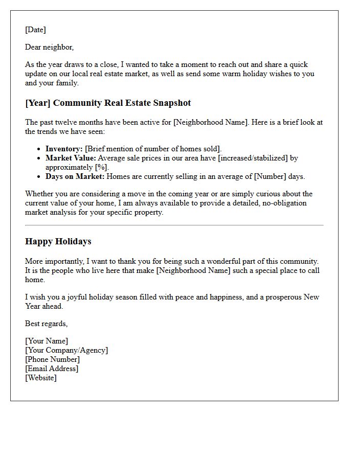 Annual Community Real Estate Update and Holiday Wishes Letter