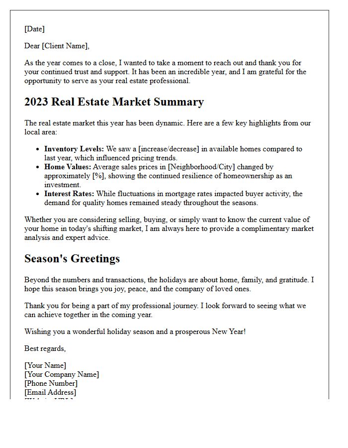 Year in Review Real Estate Market Summary and Holiday Letter