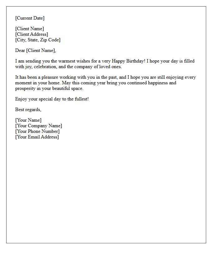 Happy Birthday Wishes Letter For Past Homebuyers