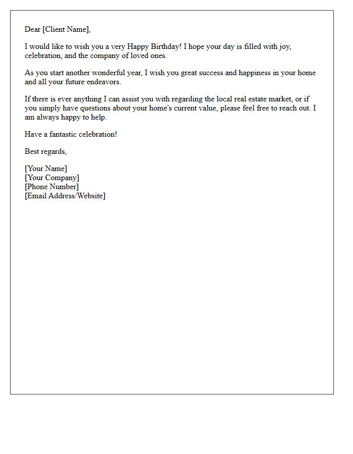 Happy Birthday Wishes Letter For Prospective Real Estate Clients