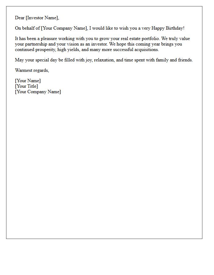 Warm Happy Birthday Wishes Letter For Property Investors