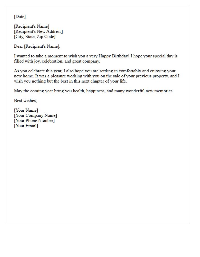 Happy Birthday Wishes Letter For Recent Home Sellers