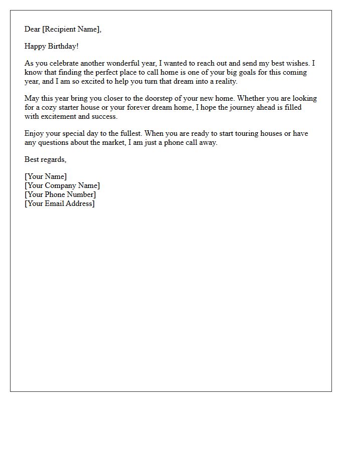 Happy Birthday Wishes Letter For Future Homeowners