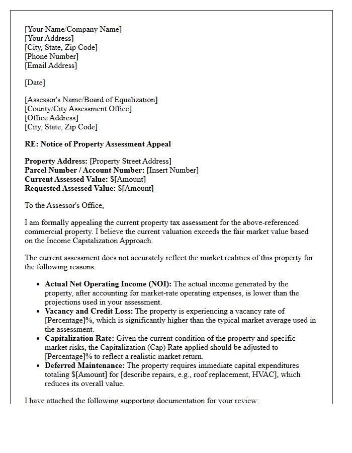 Commercial Property Income Approach Appeal Letter
