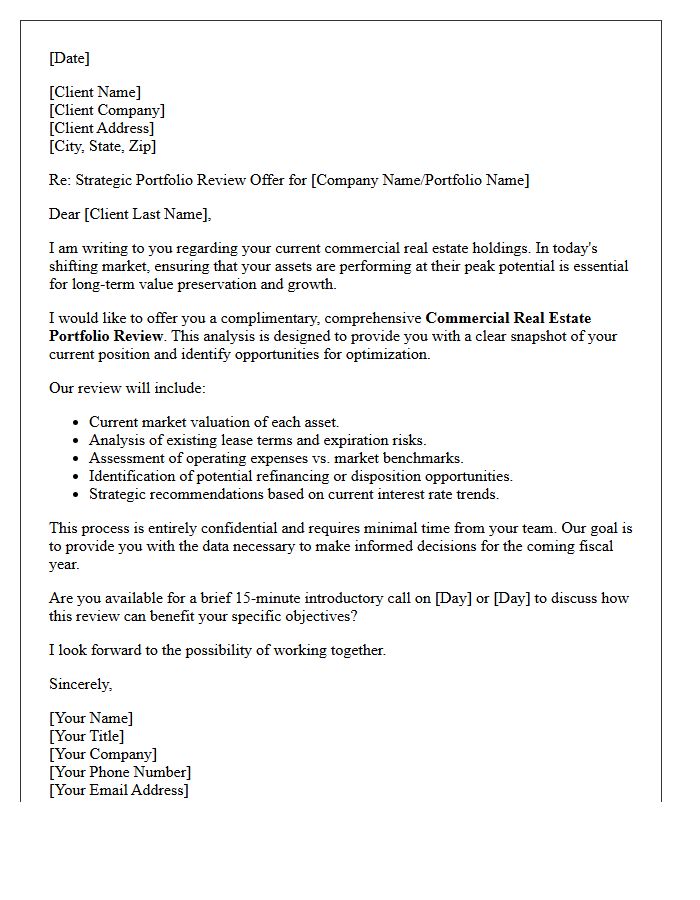Commercial Real Estate Portfolio Review Offer Letter