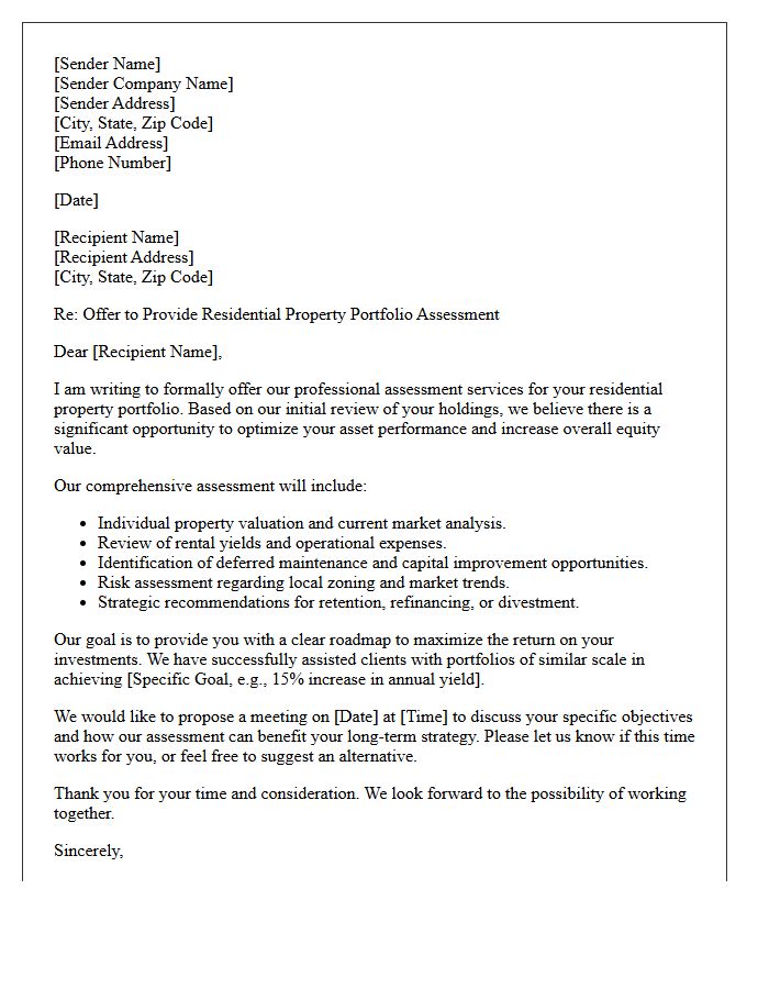 Residential Property Portfolio Assessment Offer Letter