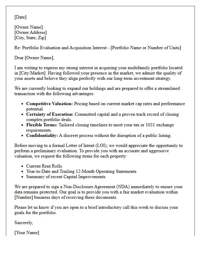 Multifamily Investment Portfolio Evaluation Offer Letter