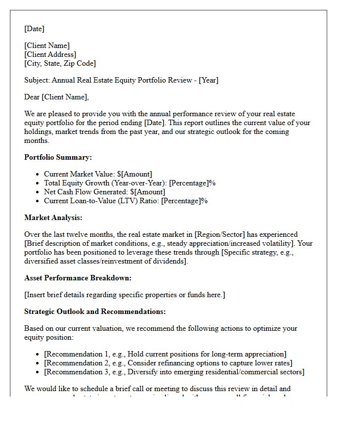 Annual Real Estate Equity Portfolio Review Letter