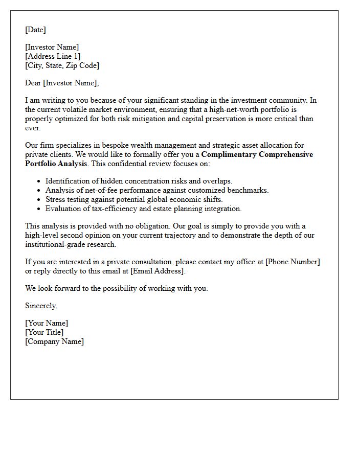 High Net Worth Investor Portfolio Analysis Offer Letter