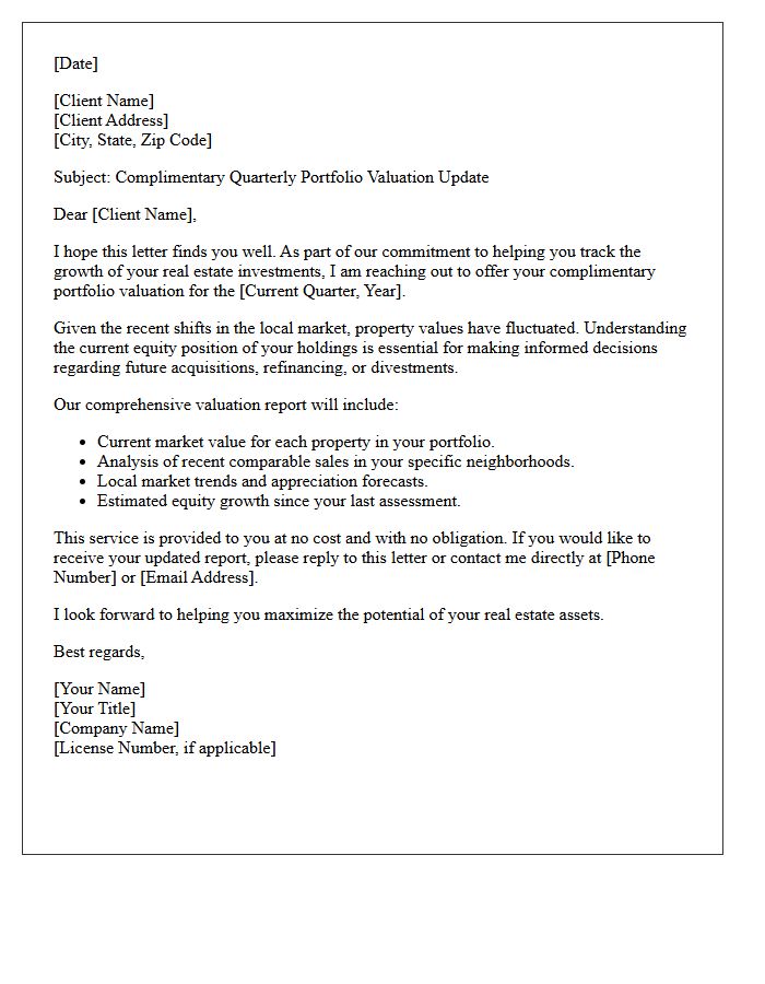 Quarterly Real Estate Portfolio Valuation Offer Letter