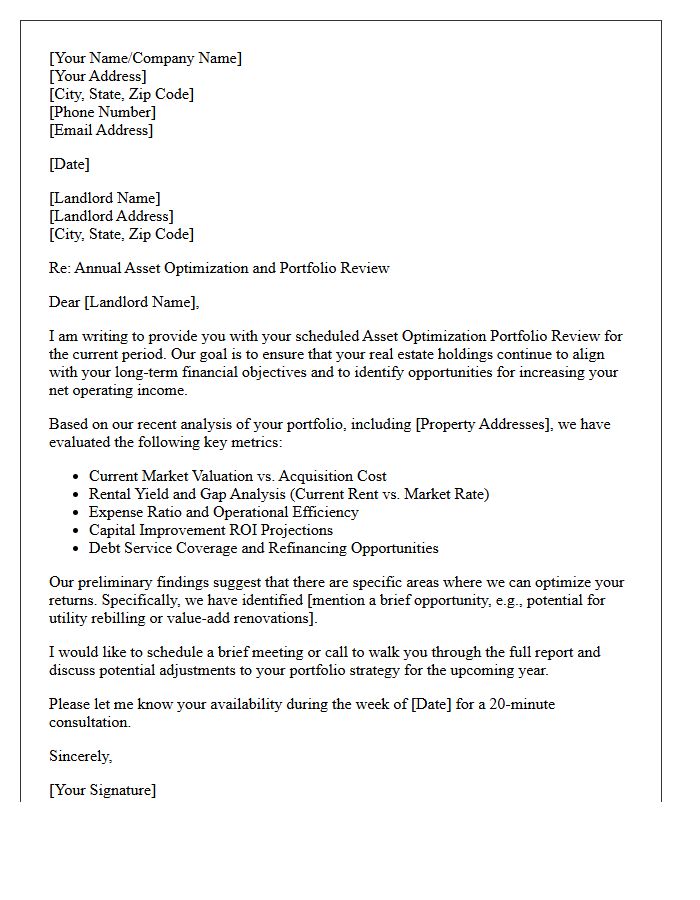 Landlord Asset Optimization Portfolio Review Letter