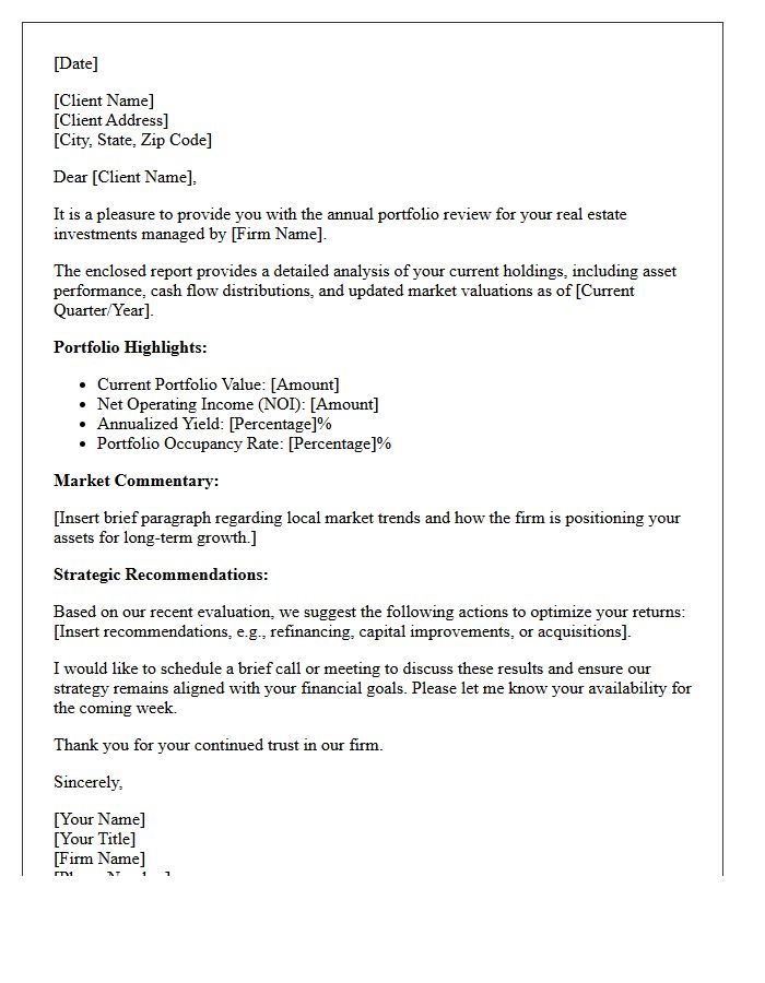 Boutique Real Estate Investment Portfolio Review Letter