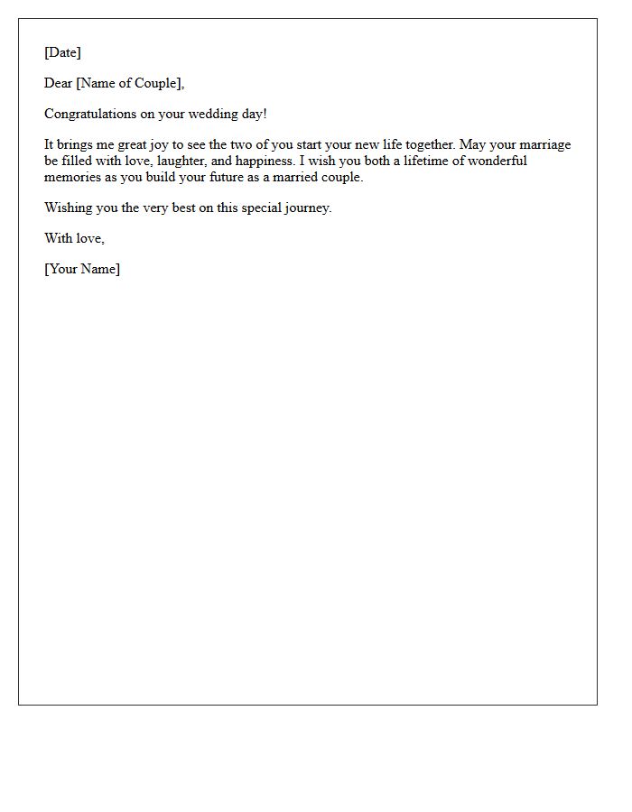 Newlywed Marriage Congratulatory Letter