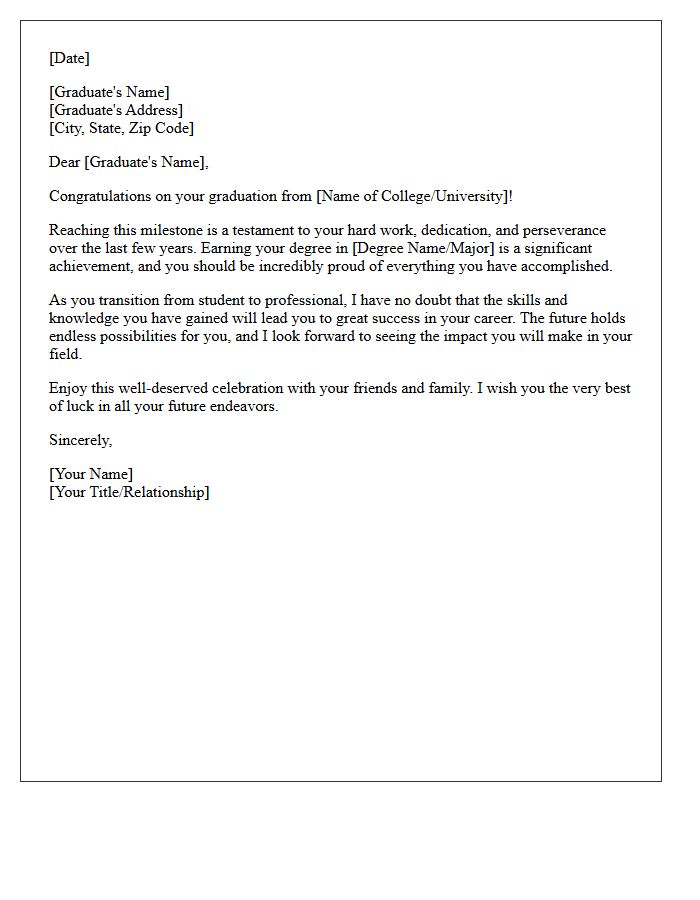 Recent College Graduation Congratulatory Letter