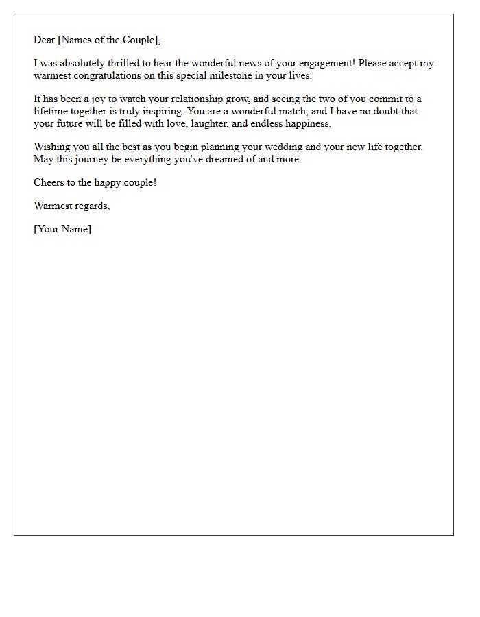 Recent Couple Engagement Congratulatory Letter