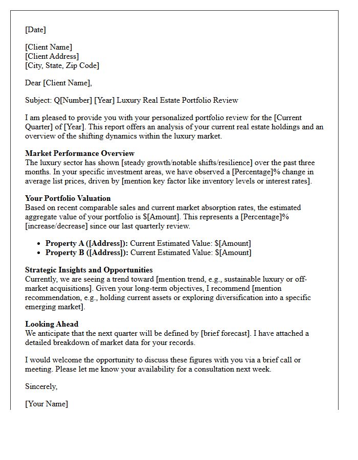 Quarterly Luxury Real Estate Portfolio Review Letter