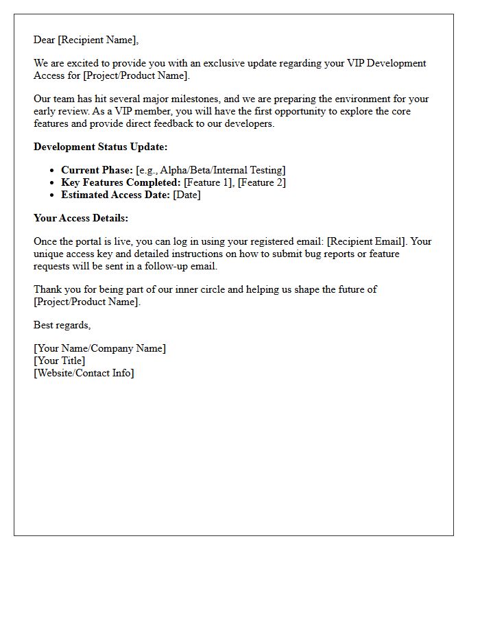 Pre-Release VIP Development Access Update Letter