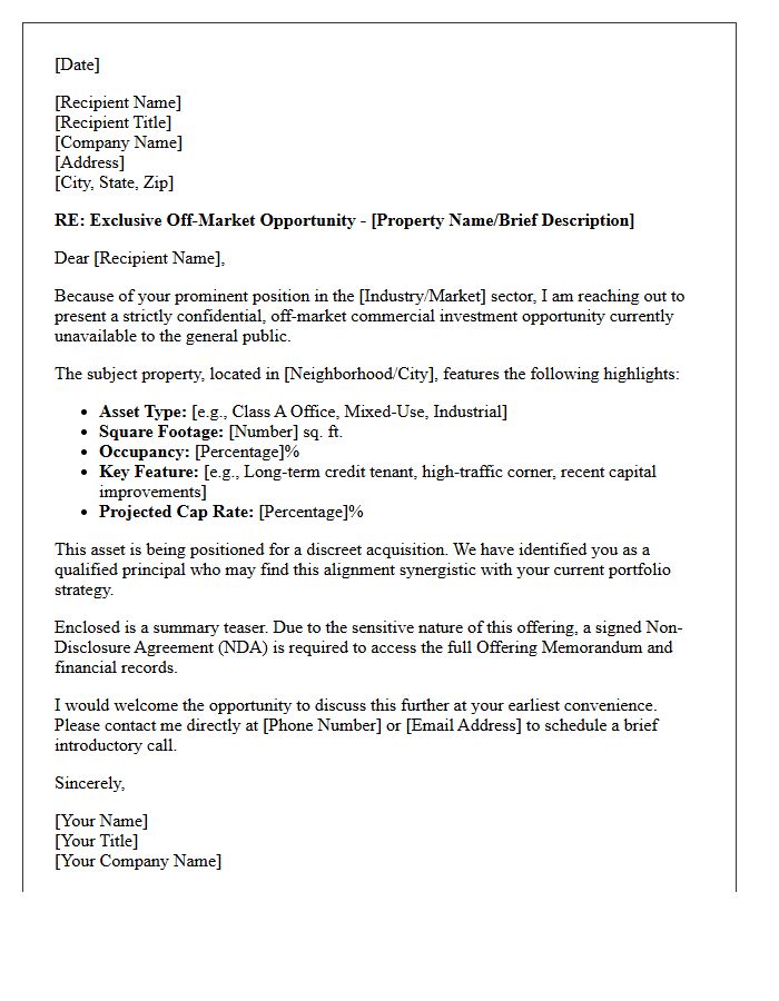 VIP Exclusive Commercial Real Estate Opportunity Letter