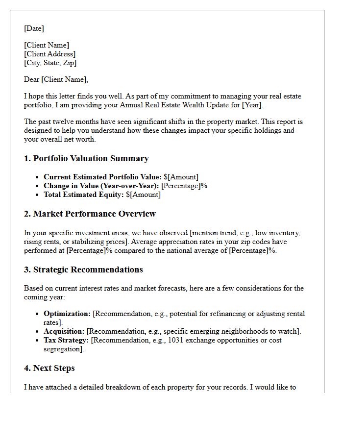 Private Client Annual Real Estate Wealth Update Letter