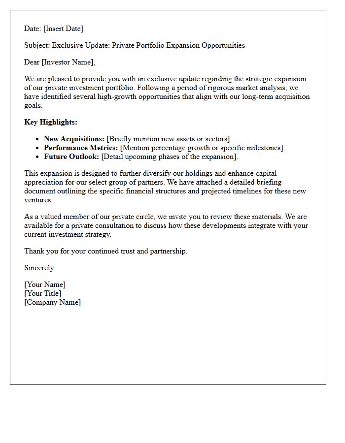 Private Portfolio Expansion Exclusive Update Letter