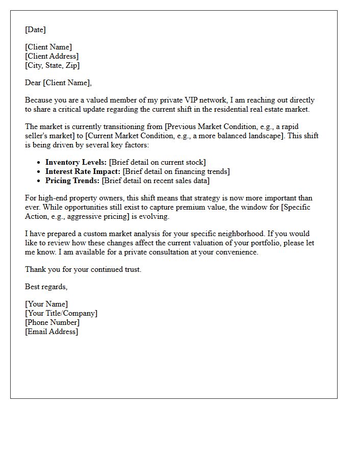 VIP Residential Real Estate Market Shift Update Letter