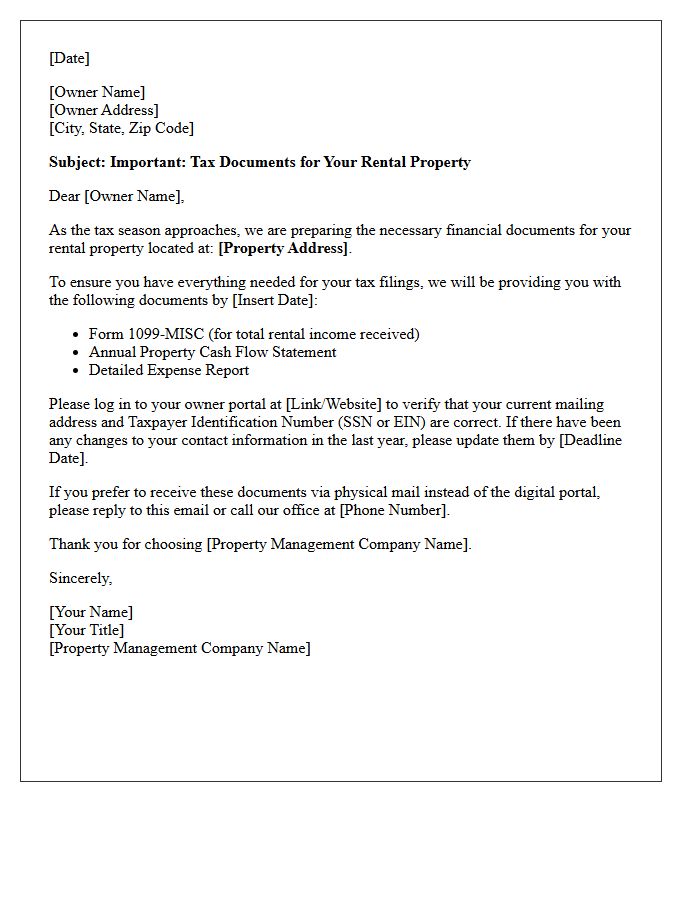 Property Management Client Rental Income Tax Document Reminder Letter