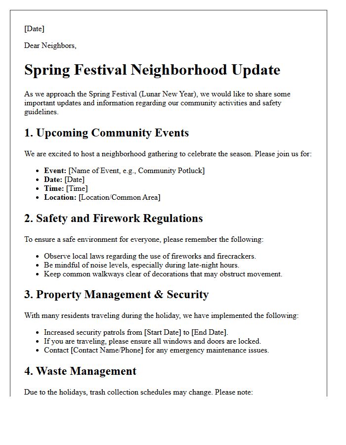 Spring Festival Neighborhood Update Letter