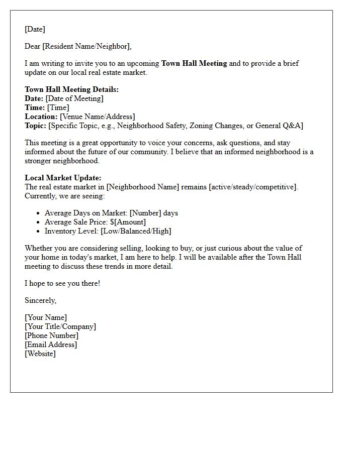 Town Hall Meeting And Local Market Update Letter