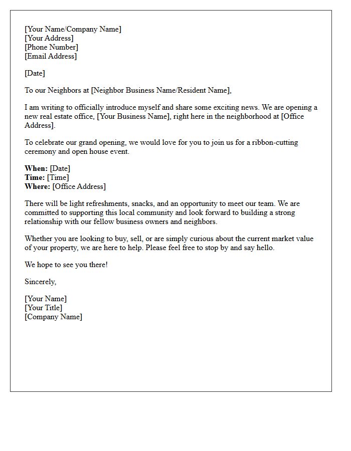 Local Business Grand Opening Real Estate Letter