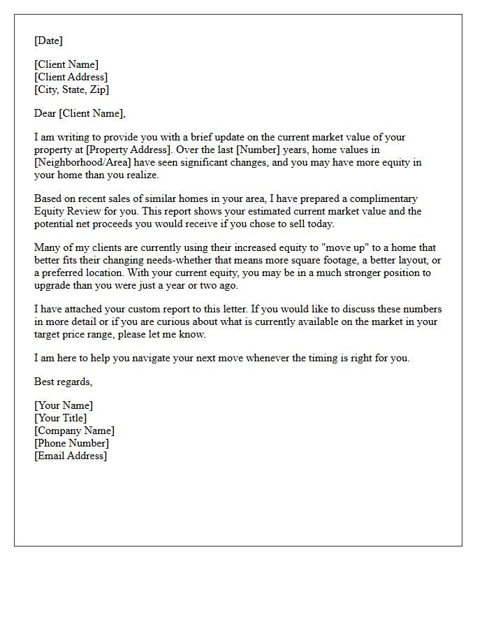Real Estate Equity Review And Move Up Letter