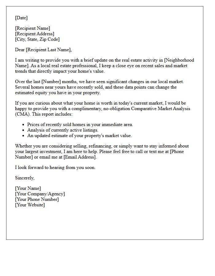 Neighborhood Market Value Check In Letter