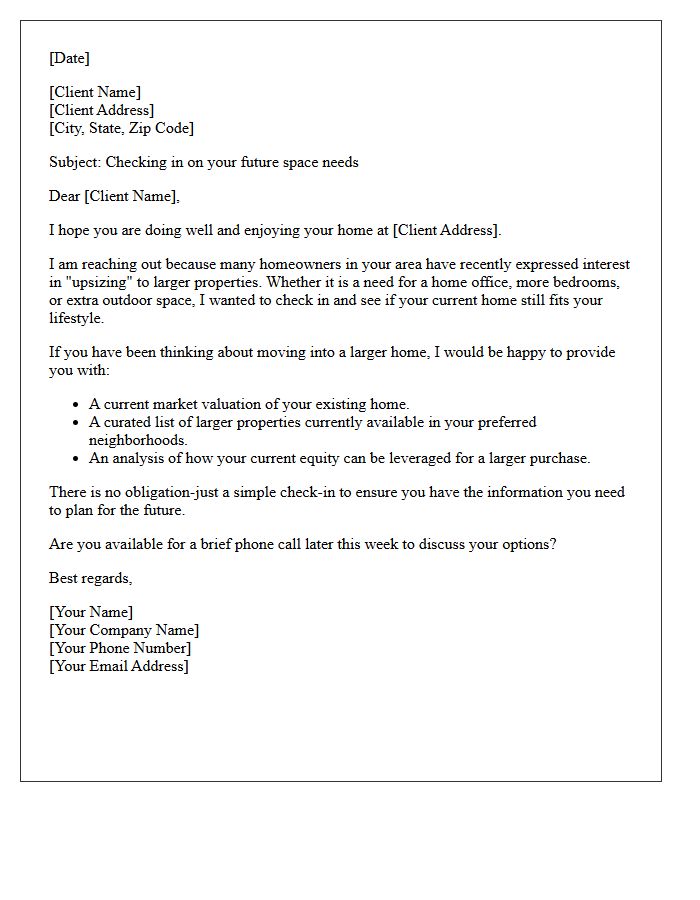 Upsize Your Current Property Check In Letter