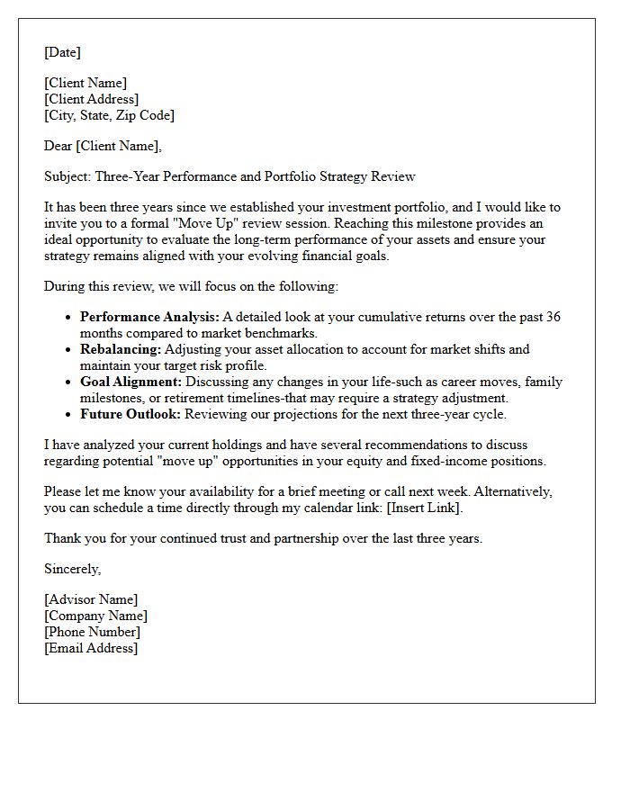 Three Year Investment Review Move Up Letter