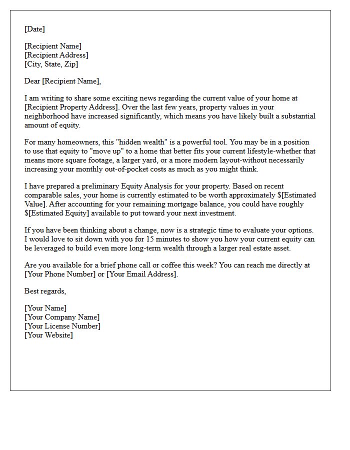 Home Equity Wealth Building Move Up Letter