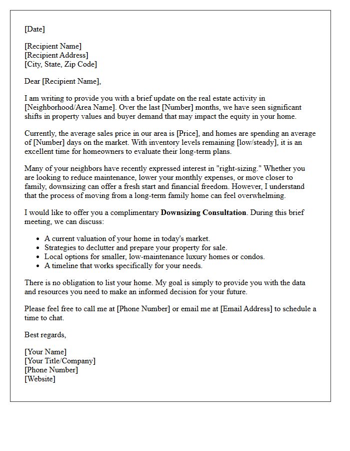 Local Market Update And Downsizing Consultation Letter