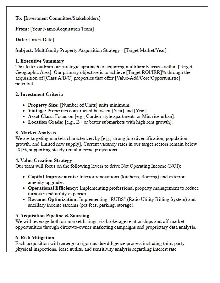 Multifamily Property Acquisition Strategy Letter