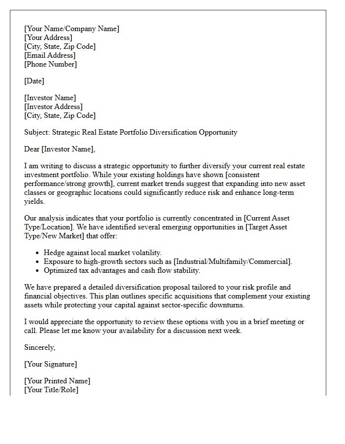 Real Estate Portfolio Diversification Letter