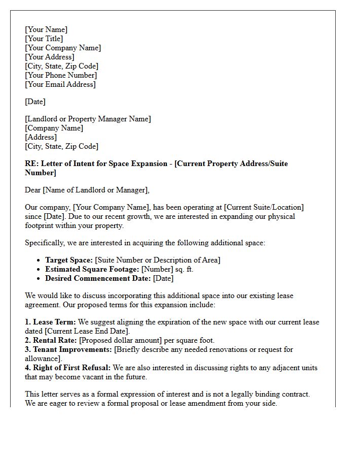 Commercial Real Estate Expansion Letter