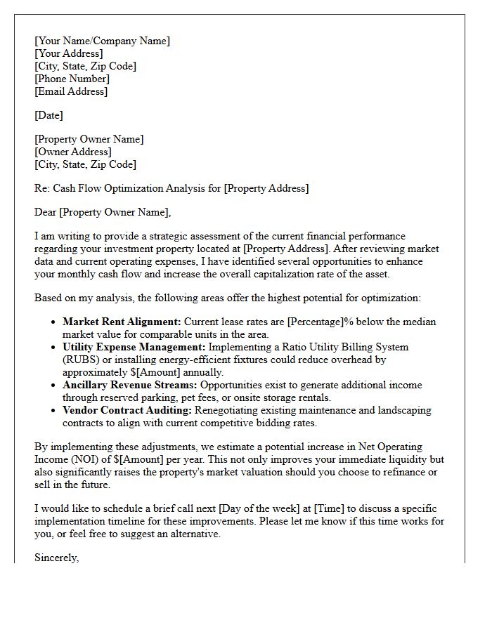 Rental Property Cash Flow Optimization Letter