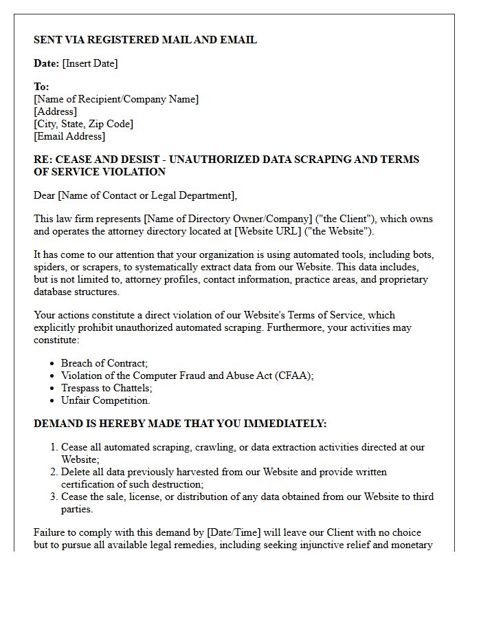 Attorney Directory Automated Scraping Demand Letter