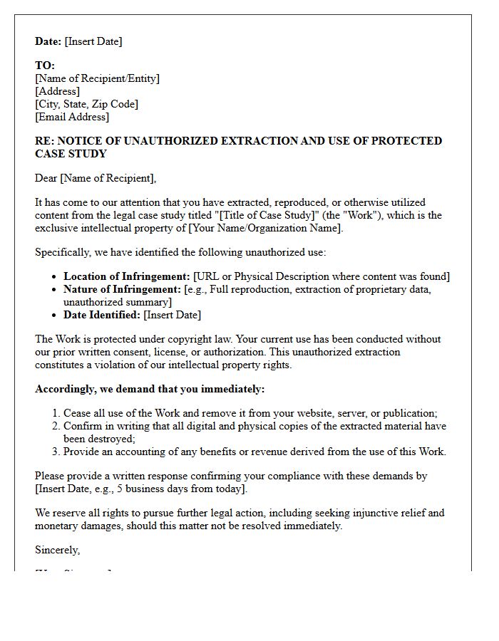 Legal Case Study Unauthorized Extraction Notice Letter