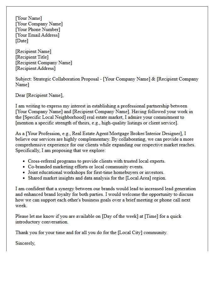 Local Real Estate Market Collaboration Proposal Letter