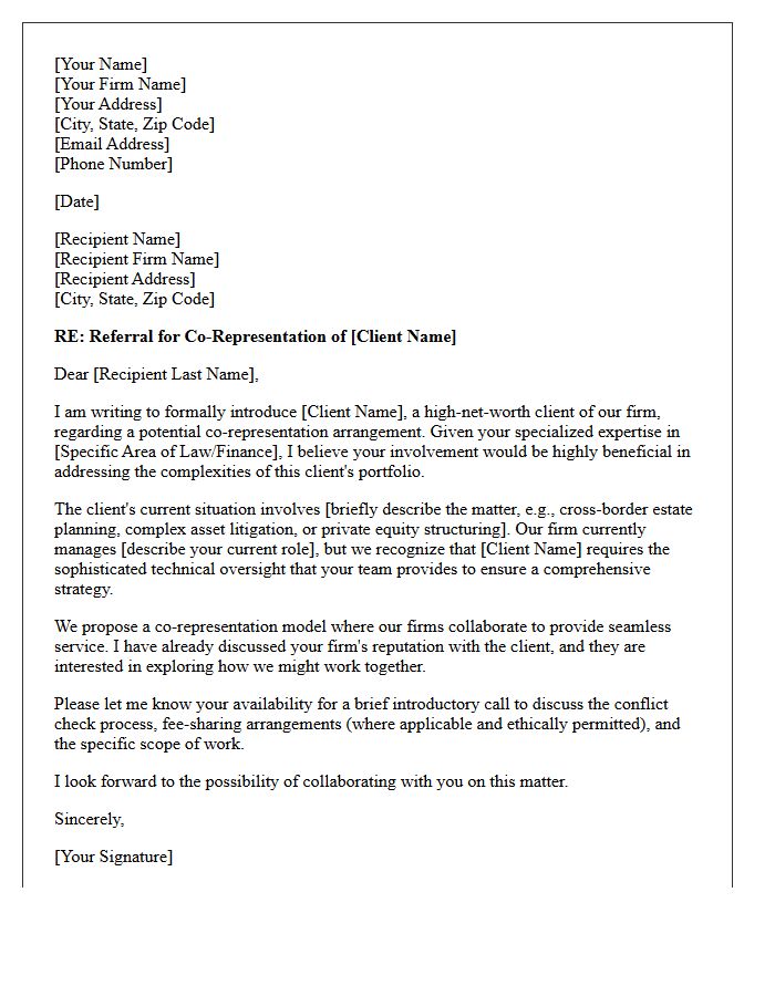High-Net-Worth Client Co-Representation Referral Letter