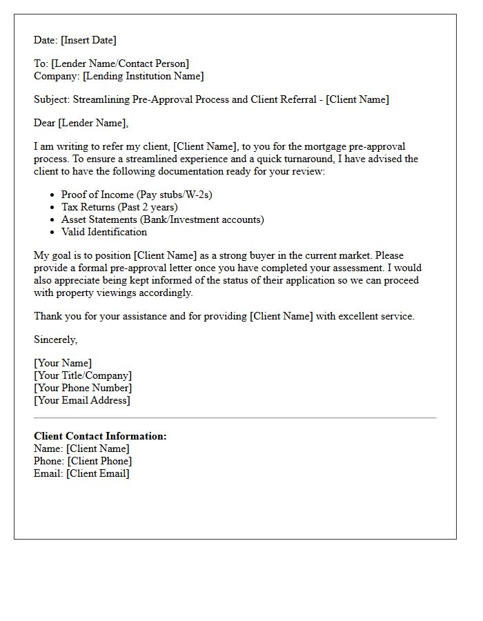 Pre-Approval Process Streamlining and Referral Letter