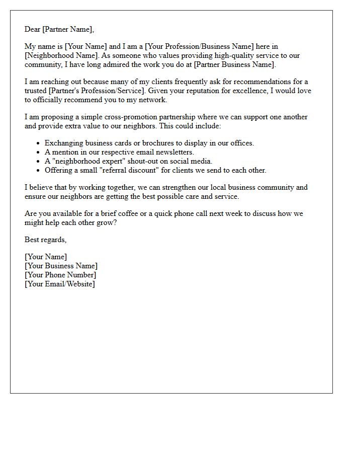 Local Neighborhood Expert Cross-Promotion Referral Letter