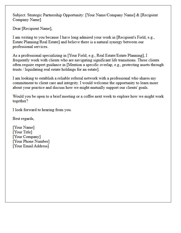 Letter Exploring Client Referral Opportunities for Real Estate and Estate Planning Professionals