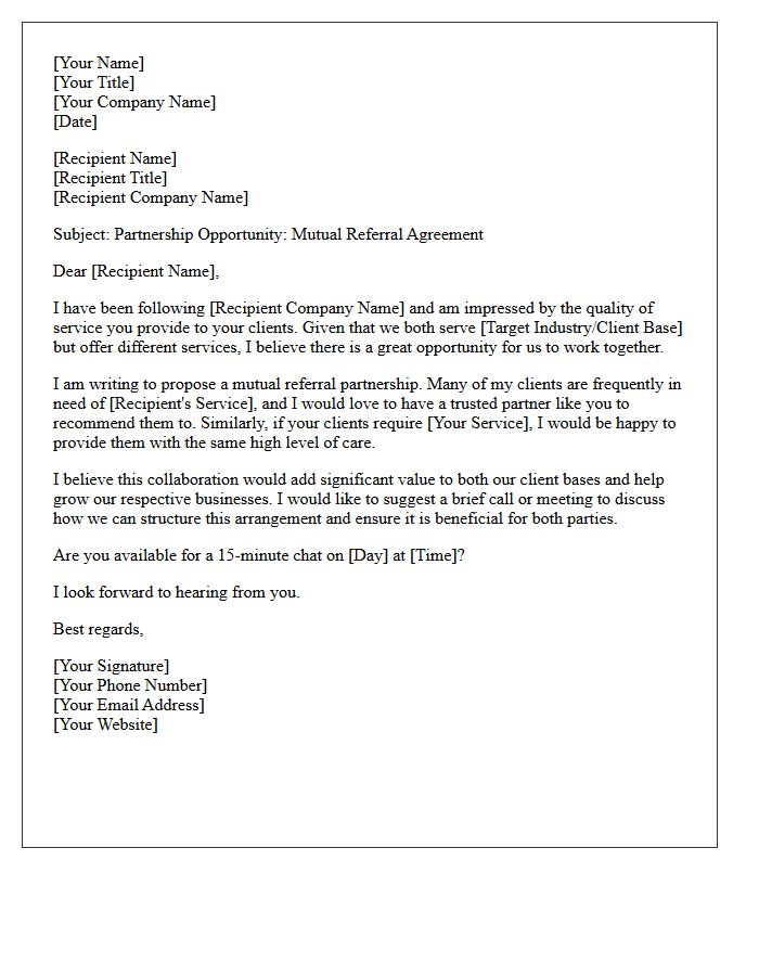 Mutual Referral Partnership Request Letter