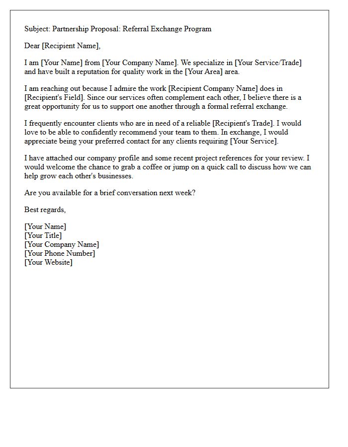 Contractor Referral Exchange Request Letter