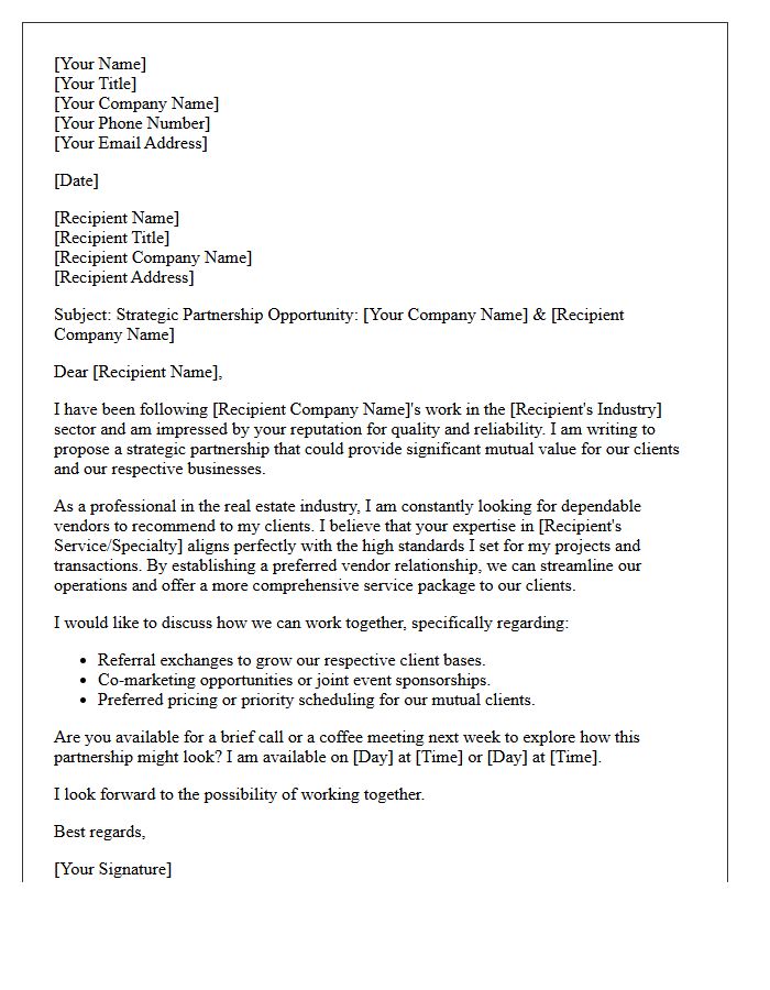 Strategic Real Estate Vendor Partnership Letter