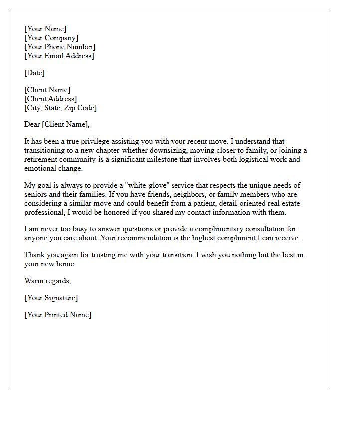 Senior Client Next Chapter Real Estate Referral Letter